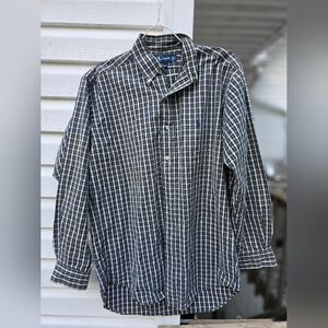 Ralph Lauren Men's Green Blue Plaid Button Up Dress Shirt Small